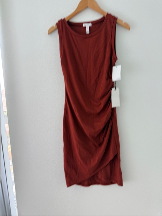 Leith Dresses & Skirts - Leith “Brown Henna” Sleeveless Ruched Bodycon Dress in Rust - Women